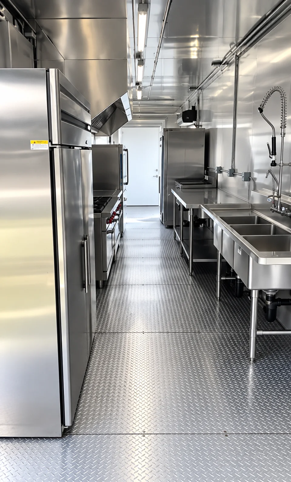 38 ft mobile kitchen trailer rental: 38ft Mobile Kitchen: Commercial kitchen trailer refrigeration wash station