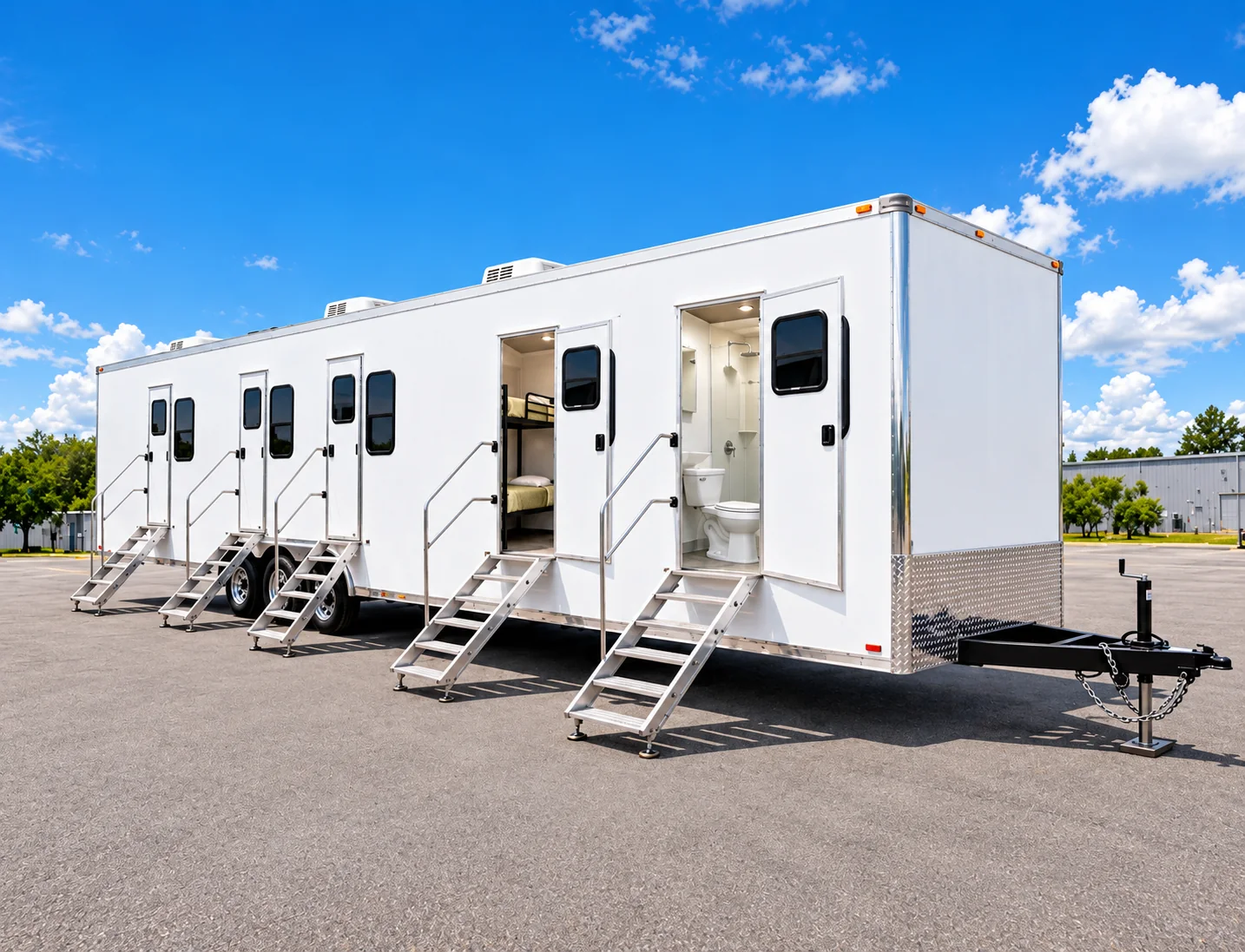 Office, Sleeper and Shower-Restroom Trailer: Mobile office sleeper shower restroom trailer